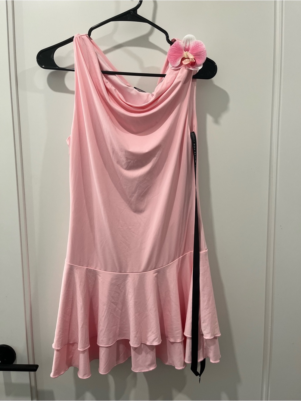 White Fox Boutique Blush Pink Draped Cowl Neck Dress